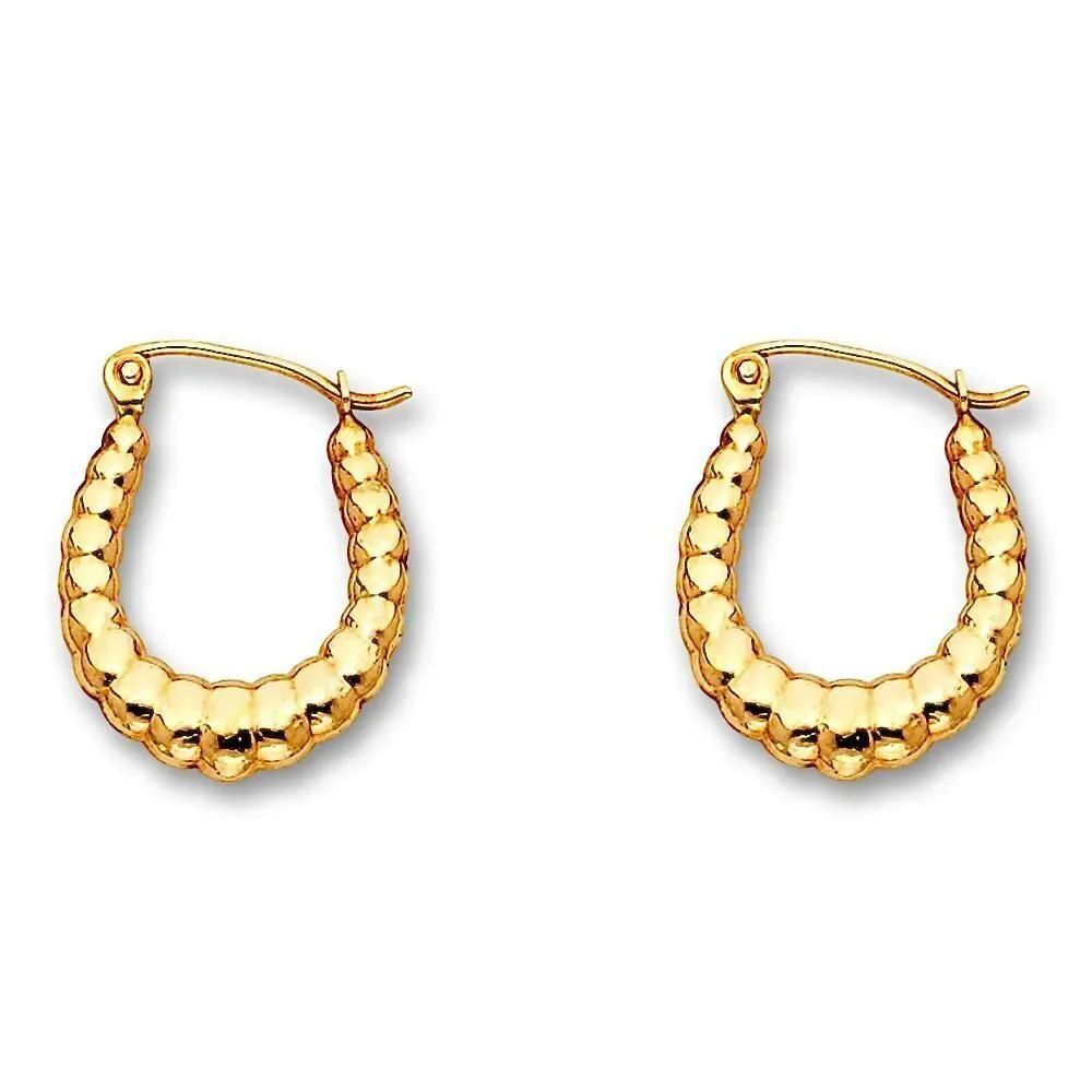 14K Gold Fancy Hoop Earrings | Polished Hollow Hoops By Tehrani Jewelry